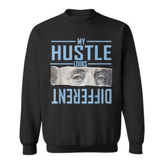 Blue My Hustle Look Different Blue Color Graphic Sweatshirt - Thegiftio UK