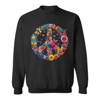 Blumiges Friedenszeichen Buntechmetterlinge Harmonie Liebe Natur Sweatshirt - Geschenkecke