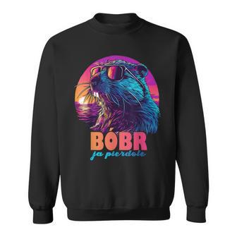 Bóbr Ja Pierdole -Ynthwave Polnisches Biber Meme Bober Sweatshirt - Seseable