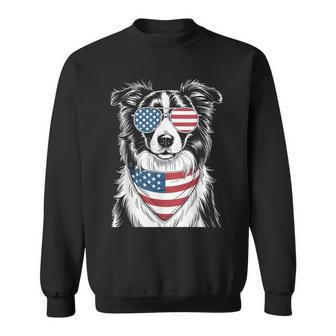 Border Collie Dog Usa Flag Sunglasses Patriotic 4Th Of July Sweatshirt - Thegiftio UK