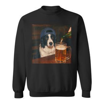 Border Collie Drinking Beer Fathers Day Dog Meme Sweatshirt - Thegiftio