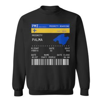 Bordkarte Pmi Flughafen Palma De Mallorca Party Reisen Sweatshirt - Seseable