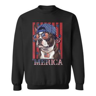 Boston Terrier Dog 250Th America Patriotic Usa 4Th Of July Sweatshirt - Thegiftio UK