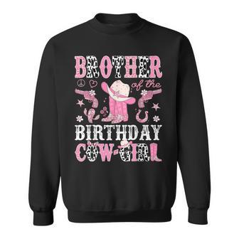 Brother Of The Birthday Cowgirl Pink Disco Rodeo Western Sweatshirt - Thegiftio UK