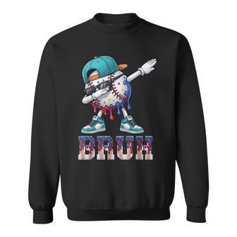 Bruh Dabbing Baseball Lover Ice Cream Drip Boys Kids Ns Sweatshirt | Mazezy