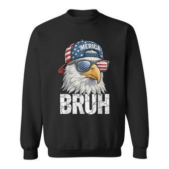 Bruh Merica Bald Eagle 4Th Of July Usa American Freedom Cool Sweatshirt - Thegiftio UK