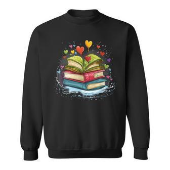 Bunte Bücher Damen Liebe Bücher Aquarell Booklover Sweatshirt - Seseable