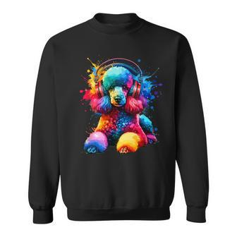 Bunteplash-Art-Kopfhörer Pudelhund-Spielzeugpudel Sweatshirt - Seseable