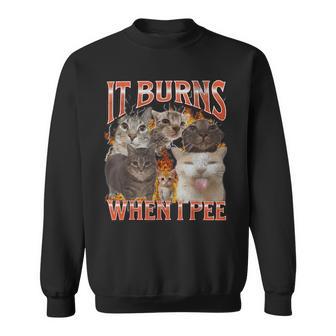 It Burns When I Pee Cat Meme Bootleg Graphic Sweatshirt - Thegiftio UK