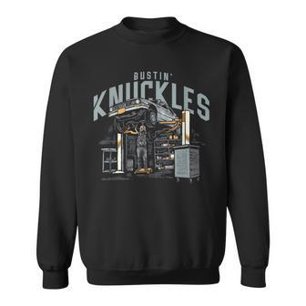 Bustin Knuckles Mechanic Front Print Graphic Sweatshirt - Monsterry
