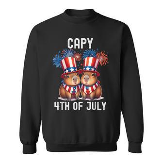 Capy 4Th Of July Capybara Patriotic American Flag Kids Sweatshirt - Thegiftio UK