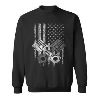 Car Mechanic Piston Us Flag Auto Engine Patriot Garage Guy Sweatshirt - Thegiftio UK