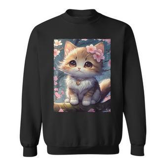 Chat Anime Kawaiiakura Fleur De Cerisier Chaton Mignon Sweater e - Cadeauxyz