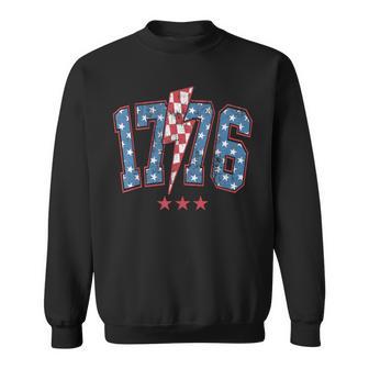 Checkered 1776 American 4Th Of July Lightning-Bolt Patriotic Sweatshirt - Thegiftio UK