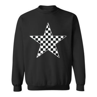 Checkered Star Black And White Racing Checkerboard Sweatshirt - Thegiftio UK
