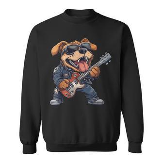 Chien De Heavy Rock Metal Avec Musique Rock À La Guitare Sweater e - Cadeauxyz
