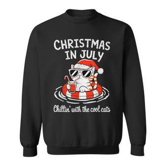 Chillin Cool Cats Christmas In July Kitty Meowy Xmas Summer Sweatshirt - Thegiftio UK