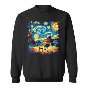 Classical Piano Starry Night Van Gogh Painting Pianist Sweatshirt - Thegiftio UK