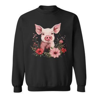 Cochonintage Fleurs Drôle Mignon Ferme Animaux Fermier Sweater e - Cadeauxyz