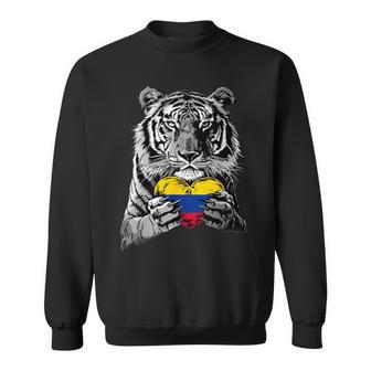 Colombian Roots Tiger Heart Colombian Pride Colombia Flag Sweatshirt - Thegiftio UK