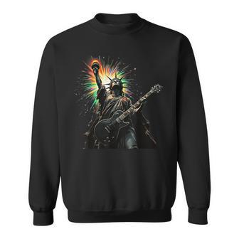 Cool Patriotic 4Th Of July Statue Of Liberty Playing Guitar Sweatshirt - Thegiftio UK