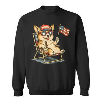 Corgi 4Th Of July Us American Flag Merica Beer Dog Patriotic Sweatshirt - Monsterry