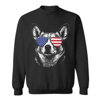 Corgi Usa Flag Sunglasses 4Th Of July Sweatshirt - Thegiftio UK