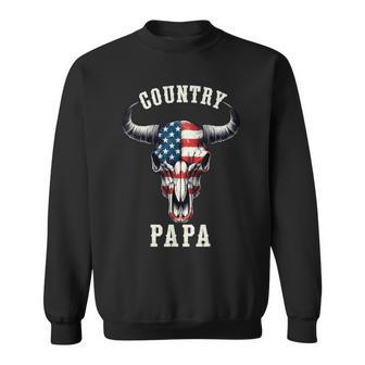 Country Papa Usa Flag Western Music Cowboy Rodeo Fathers Day Sweatshirt - Monsterry