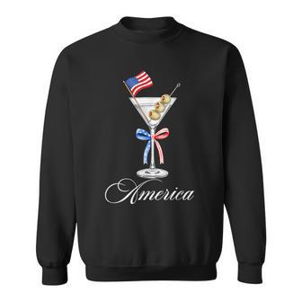 Cute 4Th Of July Usa American Flag Martini Cocktail Sweatshirt - Thegiftio UK