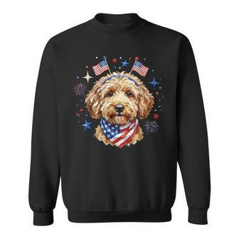 Cute Golden Doodle Patriotic Dog 4Th Of July Dog Lover Sweatshirt | Seseable UK