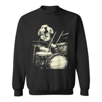 Cute Golden Retriever Playing Drums Music Dog Drummer Sweatshirt - Thegiftio UK