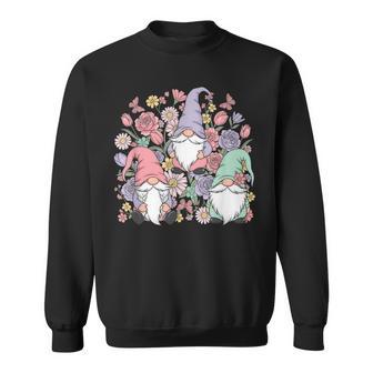 Cute Pastel Gnome Trio With Flowers Garden Lovers Christmas Sweatshirt - Monsterry