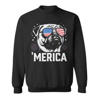 Cute Patriotic Pug Dog Merica 4Th Of July Dog Lover Sweatshirt - Thegiftio UK