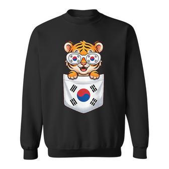 Cute South Korean Tiger Cub In Pocket With Sunglasses Sweatshirt - Thegiftio UK