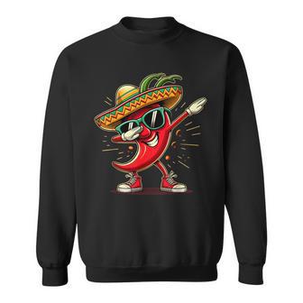 Dab Chili Wearing A Sombrero And Sunglasses Cinco De Mayo Sweatshirt - Thegiftio UK