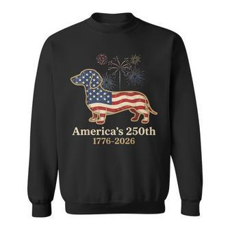 Dachshund 250Th Patriotic Dog Fireworks Wiener Dog Sweatshirt - Thegiftio UK