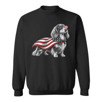 Dachshund 4Th Of July Us American Flag Weiner Dog Patriotic Sweatshirt - Monsterry