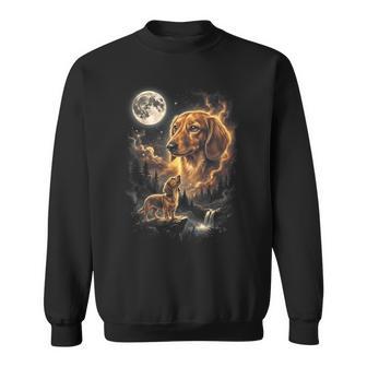 Dachshund Howling To The Moon Retro Vintage 90S Dog Sweatshirt - Thegiftio
