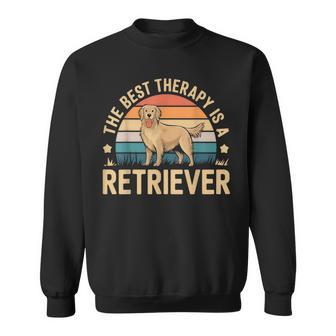 Die Beste Therapie Ist Ein Retriever-Retro-Hund Mit Lustigen Haustieren Sweatshirt - Seseable