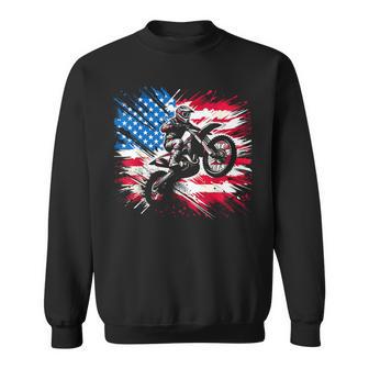 Dirtbike Motocross Usa Flag Sweatshirt - Thegiftio UK