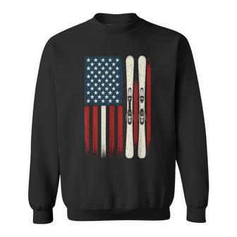 Downhill Ski Team 4Th Of July Usa American Flag Skiing Skier Sweatshirt - Thegiftio UK