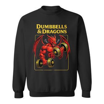 Dumbbells And Dragons Gym Nerd Deadlifts Dragons Rpg Workout Sweatshirt - Thegiftio UK