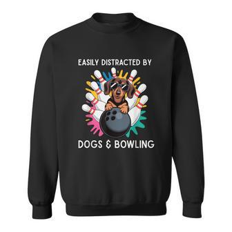 Easily Distracted By Dogs And Bowling Bowler Animal Sweatshirt - Thegiftio UK