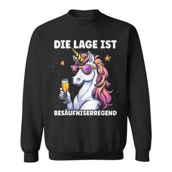 Einhorn Die Lage Ist Besäufniserregend Mädelsabend Sweatshirt - Seseable
