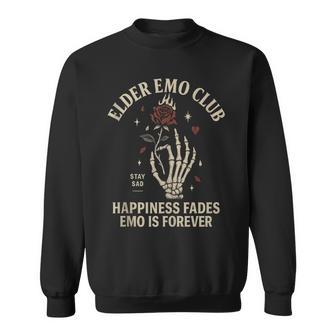 Elder Emo Club Happiness Fades Emo Forever Skeleton Hand Sweatshirt - Thegiftio UK