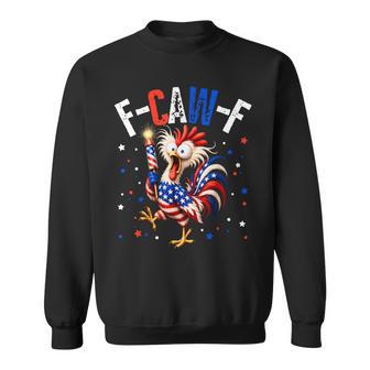 F-Caw-F Patriotic Rooster 4Th Of July American Flag Sweatshirt - Thegiftio UK