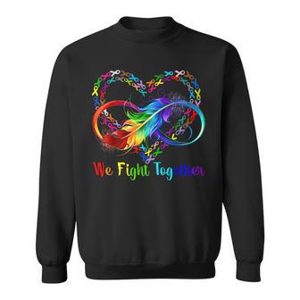 We Fight Together All Cancer Awareness Colorful Ribbons Sweatshirt - Thegiftio UK