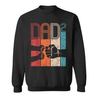 Fist Bump Dad Squared Retro Father Of Two Kids Fathers Day Sweatshirt - Thegiftio UK