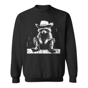Fnnyrccoonco Raccoon Cowboy Western -Adults -Kids Black Small Short Sleeve Sweatshirt - Thegiftio UK