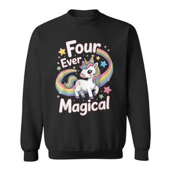 Four Ever Magical 4 Years Old Unicorn Kids 4Th Birthday Sweatshirt - Thegiftio UK